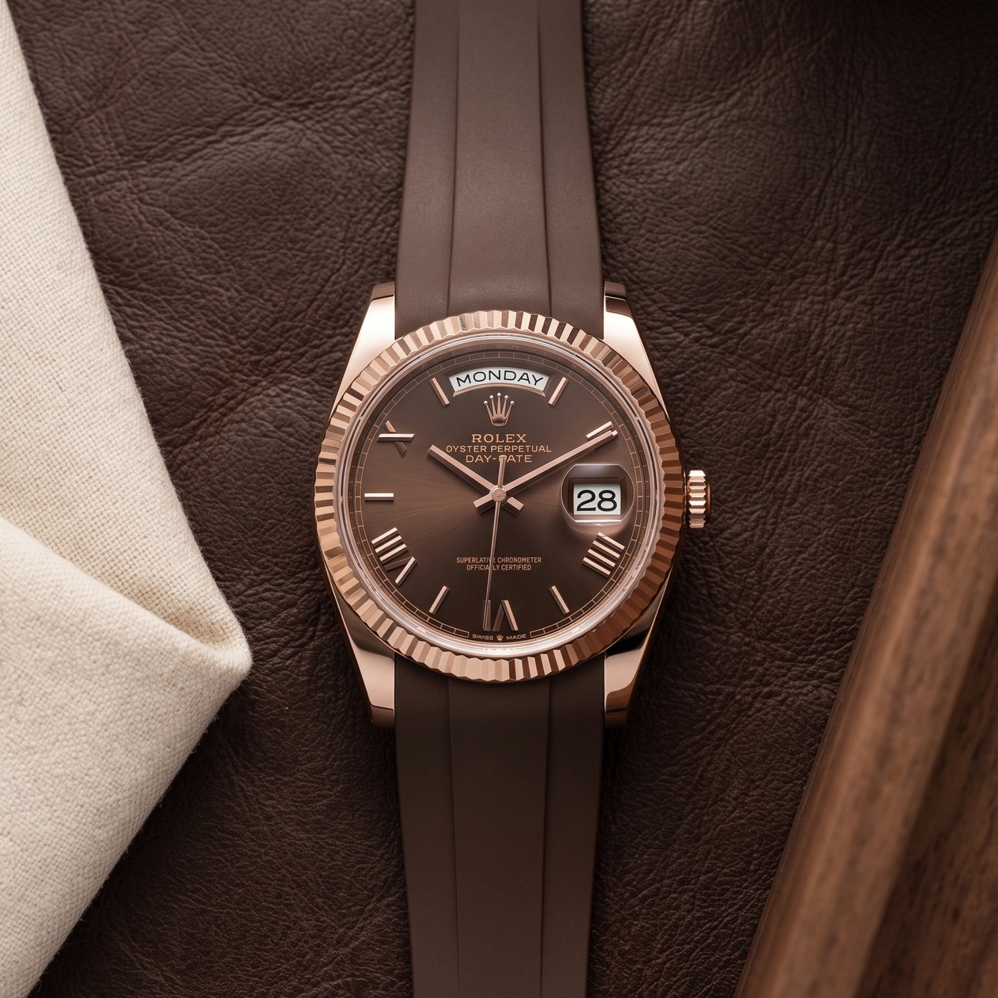 Rubber Strap - For Rolex Day-Date 36mm - Brown - Helvetus
