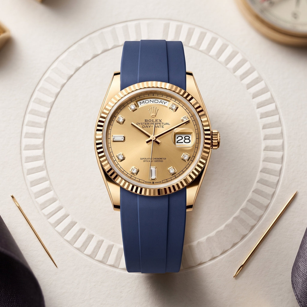 Rubber Strap - For Rolex Day-Date 36mm - Navy Blue - Helvetus