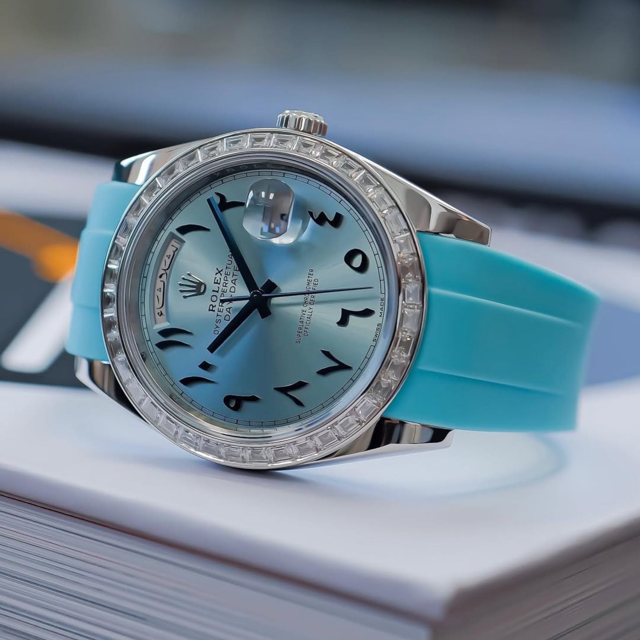 Rubber Strap - For Rolex Day - Date 40 - Light Blue - Helvetus