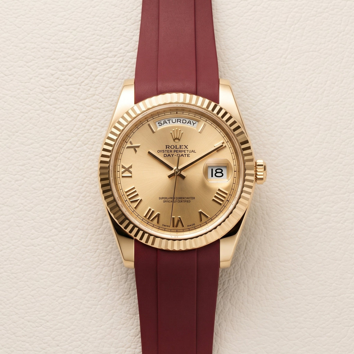 Rubber Strap - For Rolex Day-Date II 41mm - Bordeaux - Helvetus