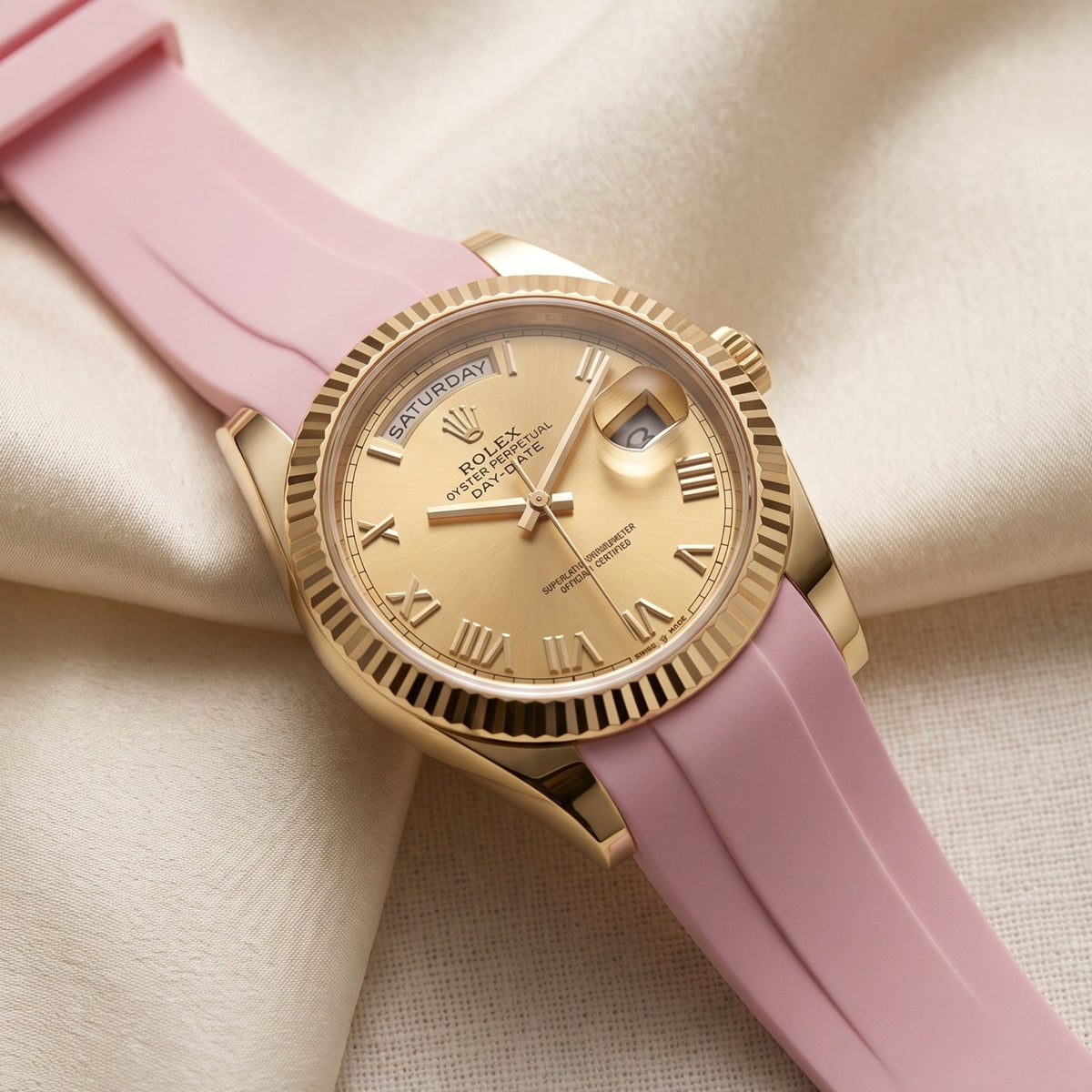 Rubber Strap - For Rolex Day-Date II 41mm - Pink - Helvetus
