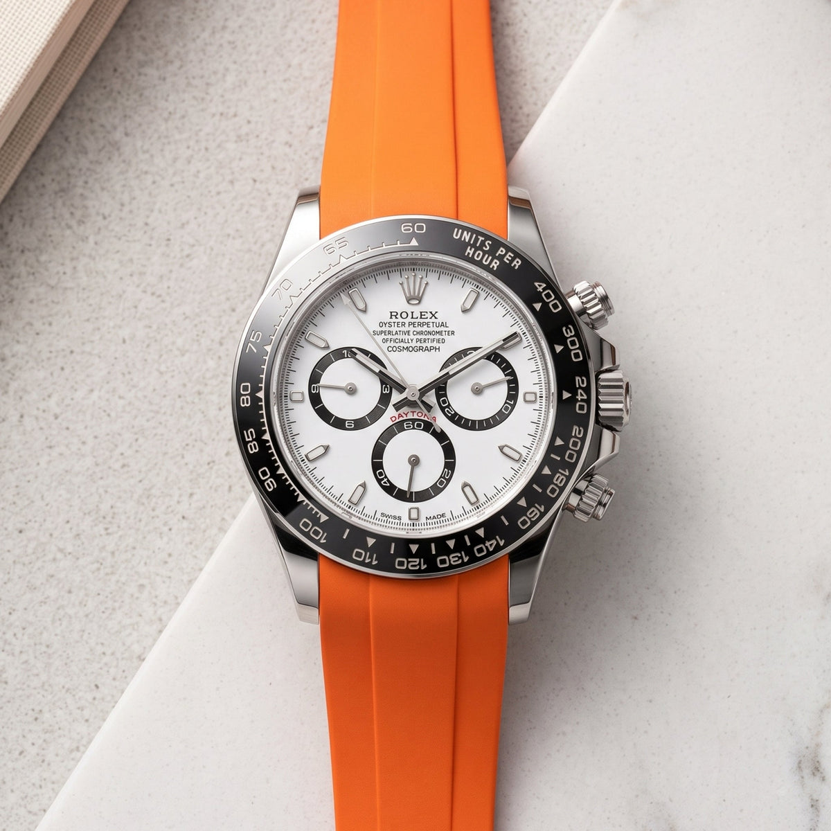 Rubber Strap - For Rolex Daytona - Orange - Helvetus