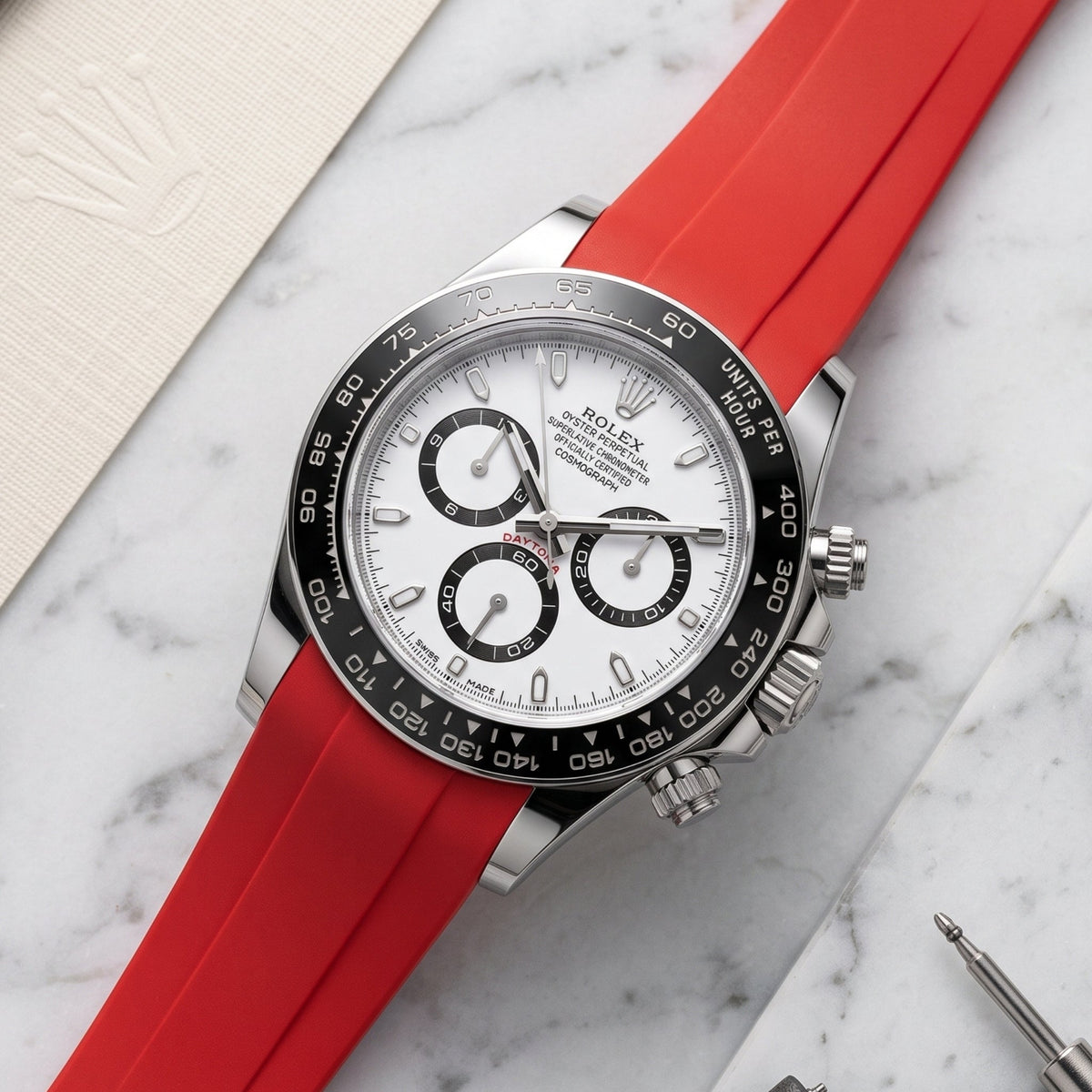 Rubber Strap - For Rolex Daytona - Red - Helvetus