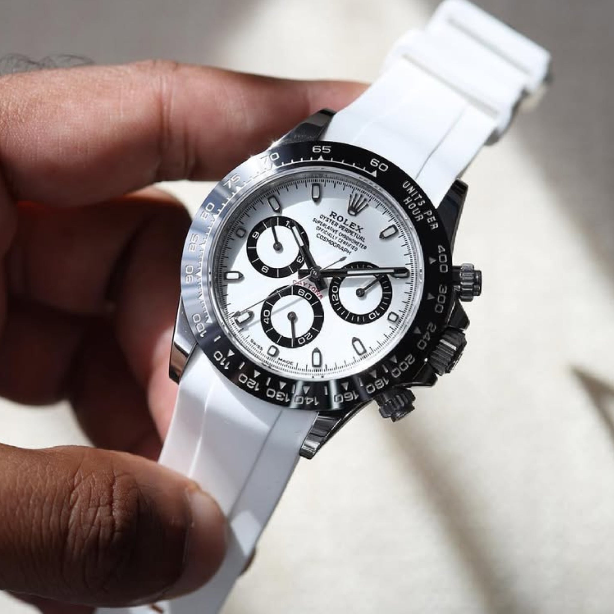 Rubber Strap - For Rolex Daytona - White - Helvetus