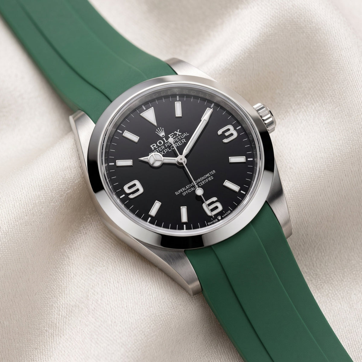 Rubber Strap - For Rolex Explorer I - Green - Helvetus