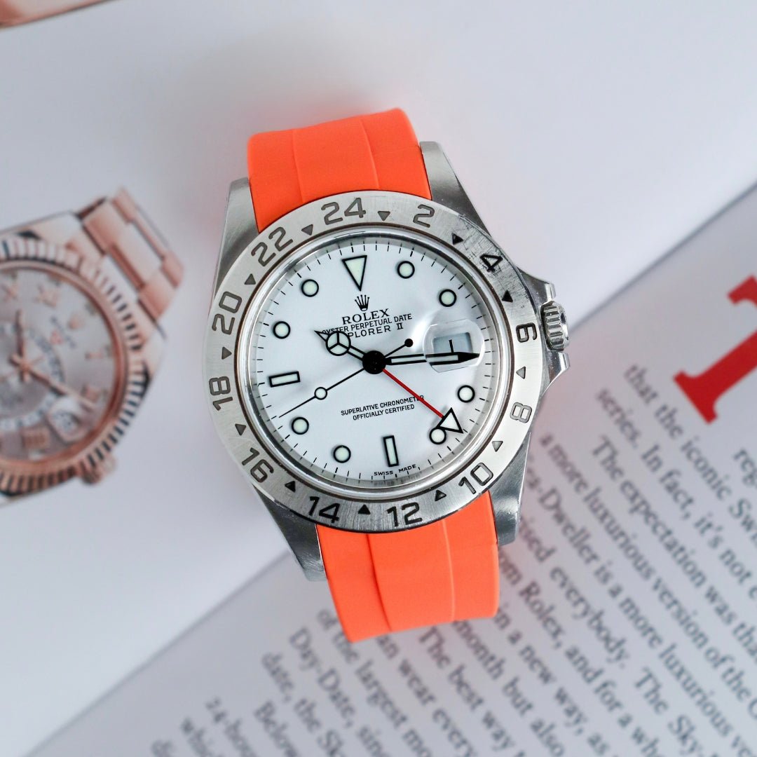 Rubber Strap - For Rolex Explorer II - Orange - Helvetus