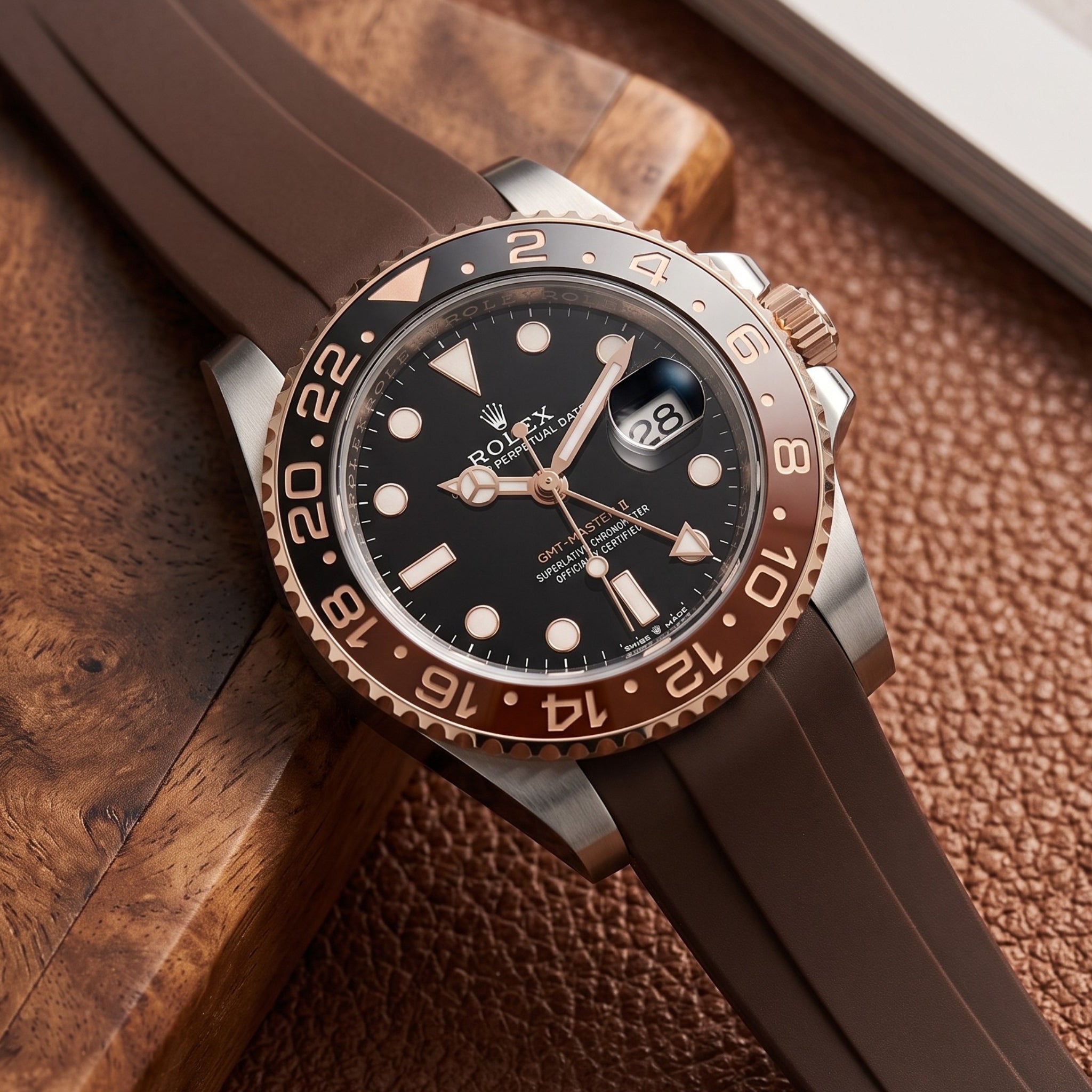 Rubber Strap - For Rolex GMT-Master II - Brown - Helvetus