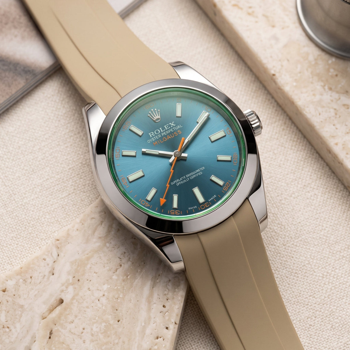 Rubber Strap - For Rolex Milgauss - Beige - Helvetus