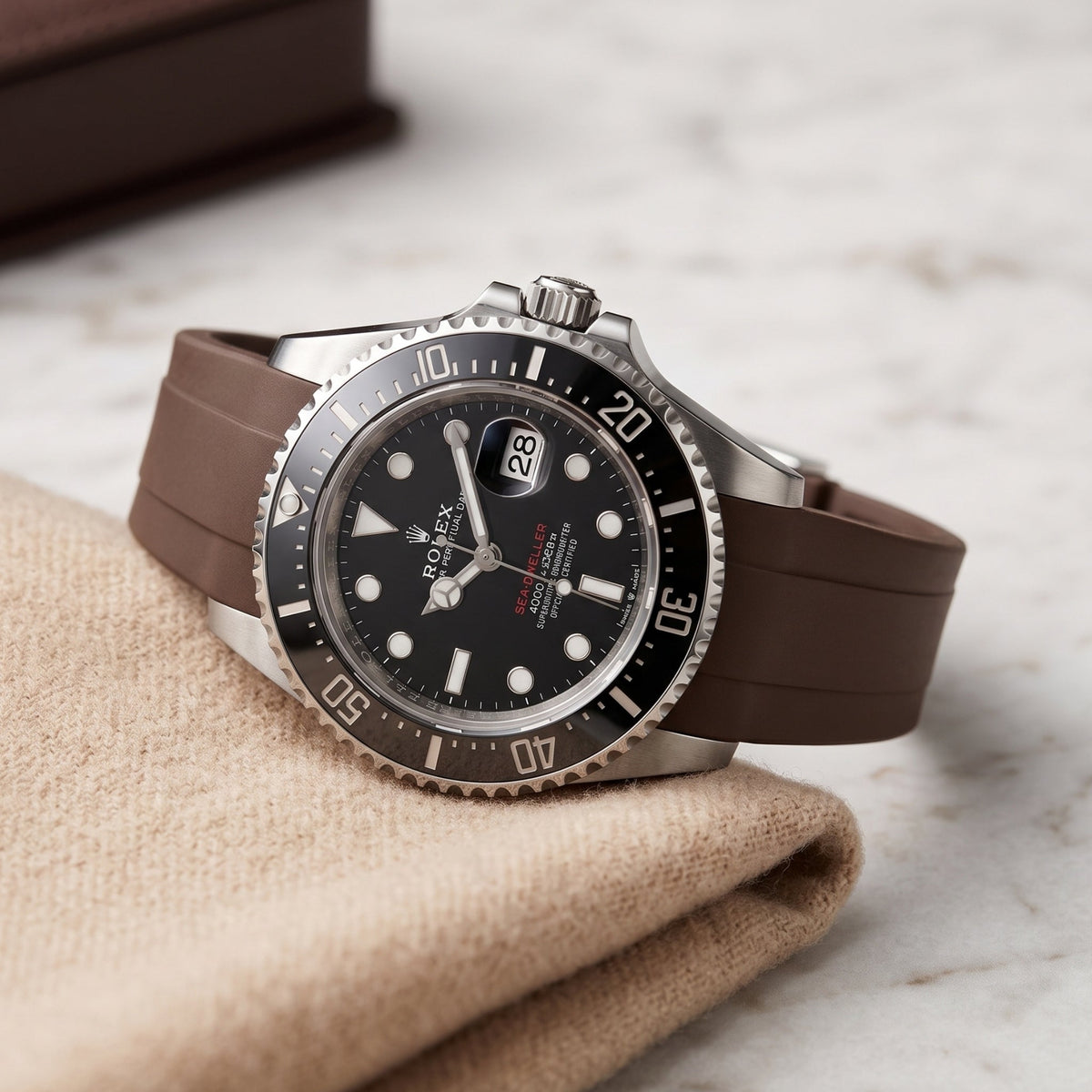 Rubber Strap - For Rolex Sea-Dweller - Brown - Helvetus