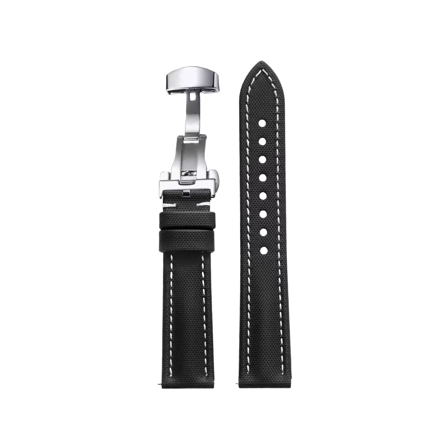 Sailcloth FKM Rubber Watch Strap – Black/White – MarinerTex™ by Helvetus® - Helvetus