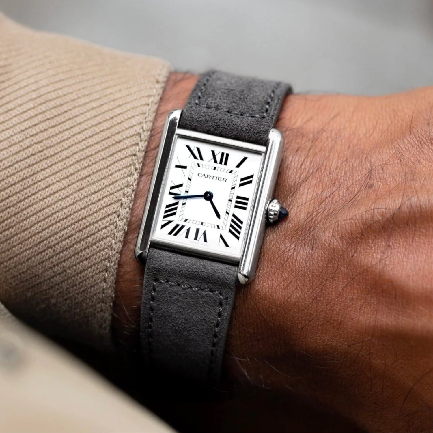 Suede Leather Watch Strap – Grey – Handmade – Helvetus®