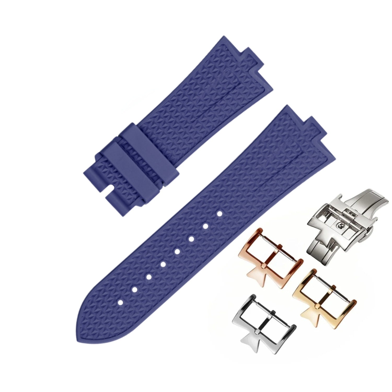Textured Rubber Strap – For Vacheron Constantin Overseas 25mm – Navy Blue - Helvetus
