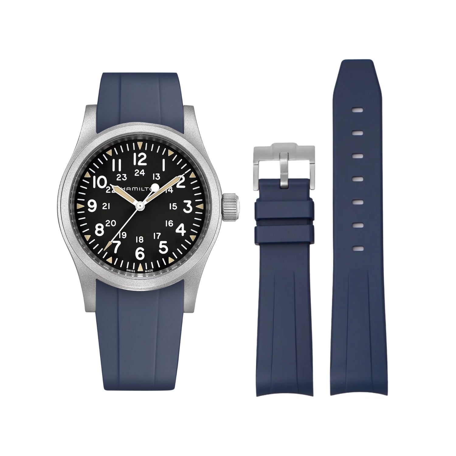 Rubber Strap – For Hamilton Khaki Field - Navy Blue