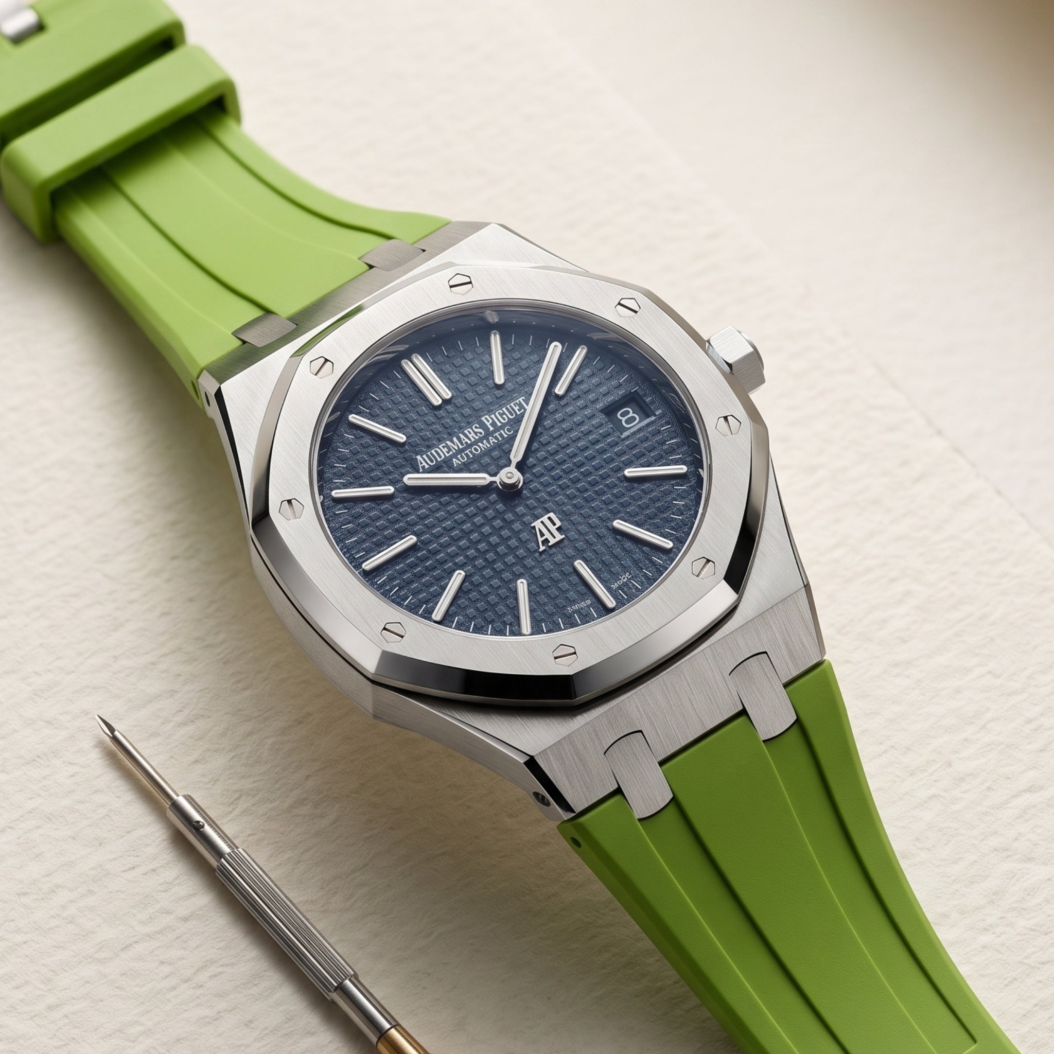 Rubber Strap - For all Audemars Piguet Royal Oak 39mm - Lime Green