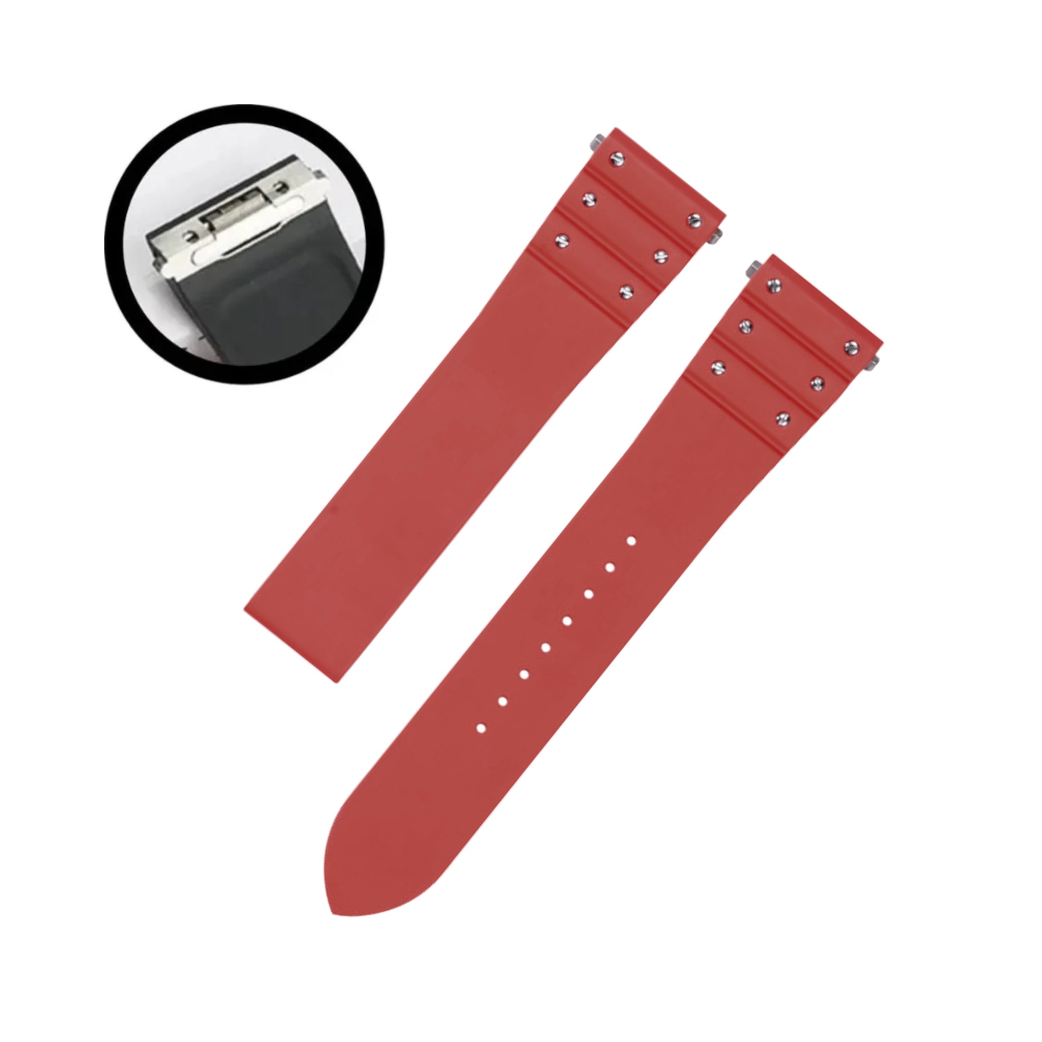 Rubber Strap - For Cartier Santos Medium/Large - Red with Screws - Quick Release/Switch