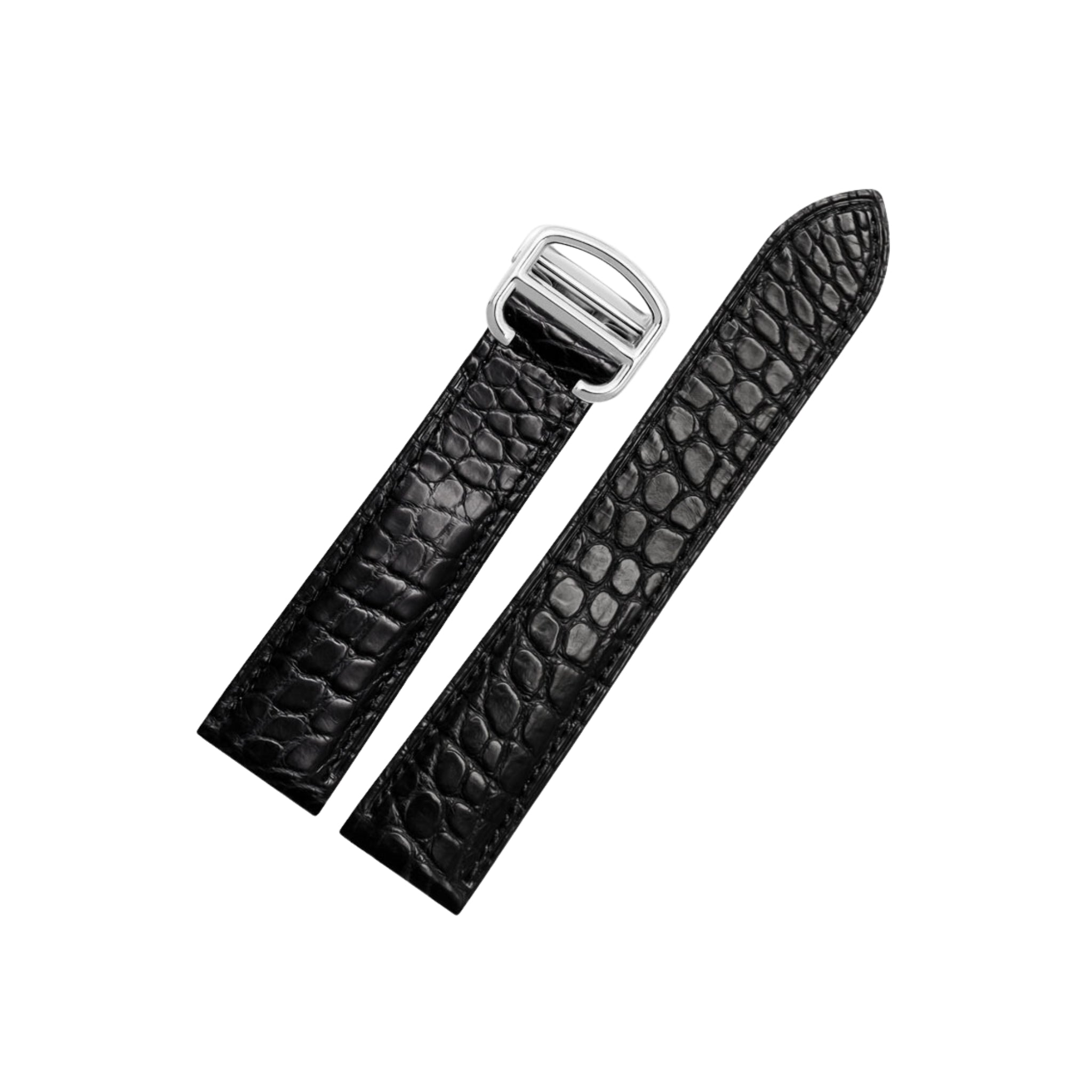 Crocodile Leather Strap - For Cartier Tank Solo - Black - Helvetus