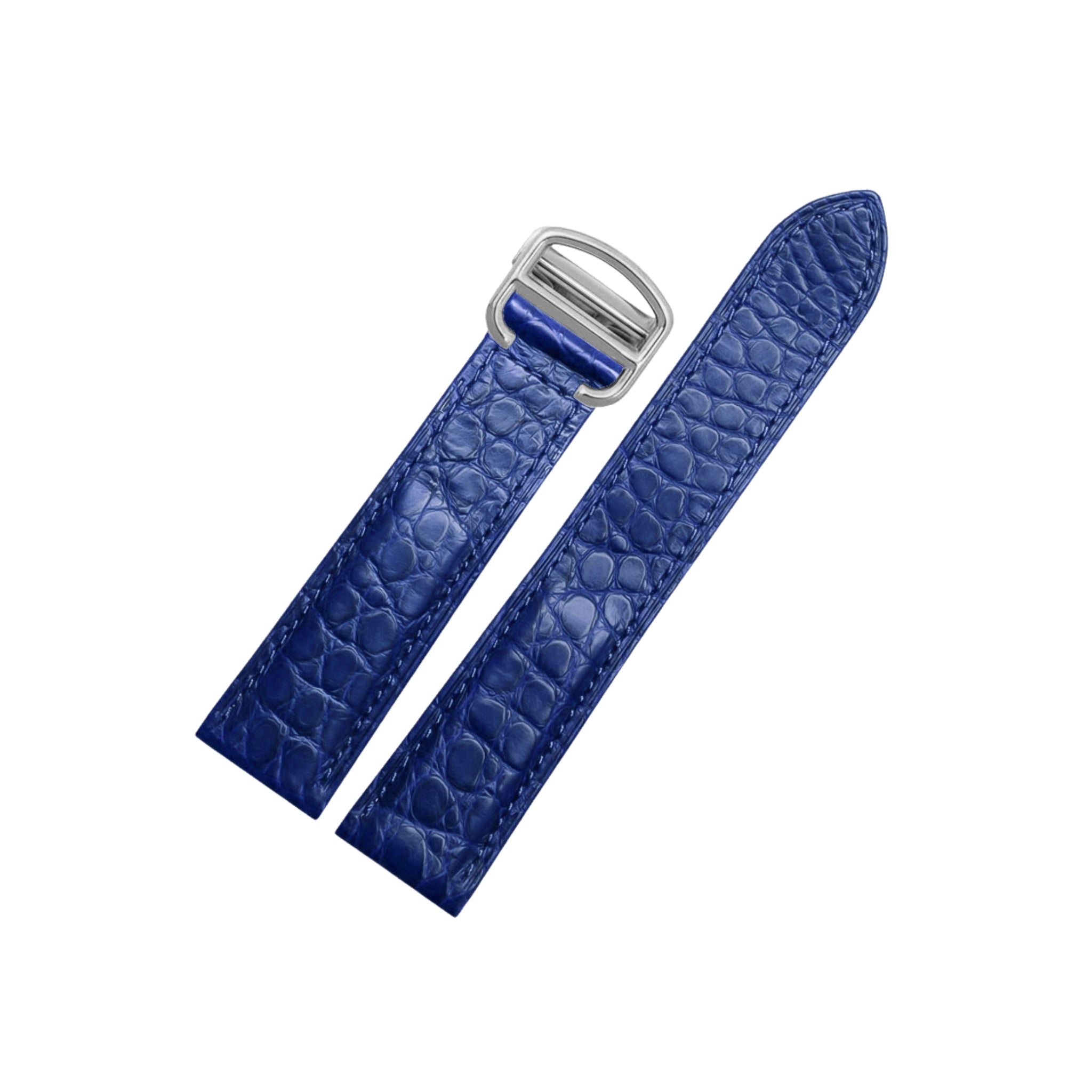 Crocodile Leather Strap - For Cartier Tank Solo - Blue - Helvetus