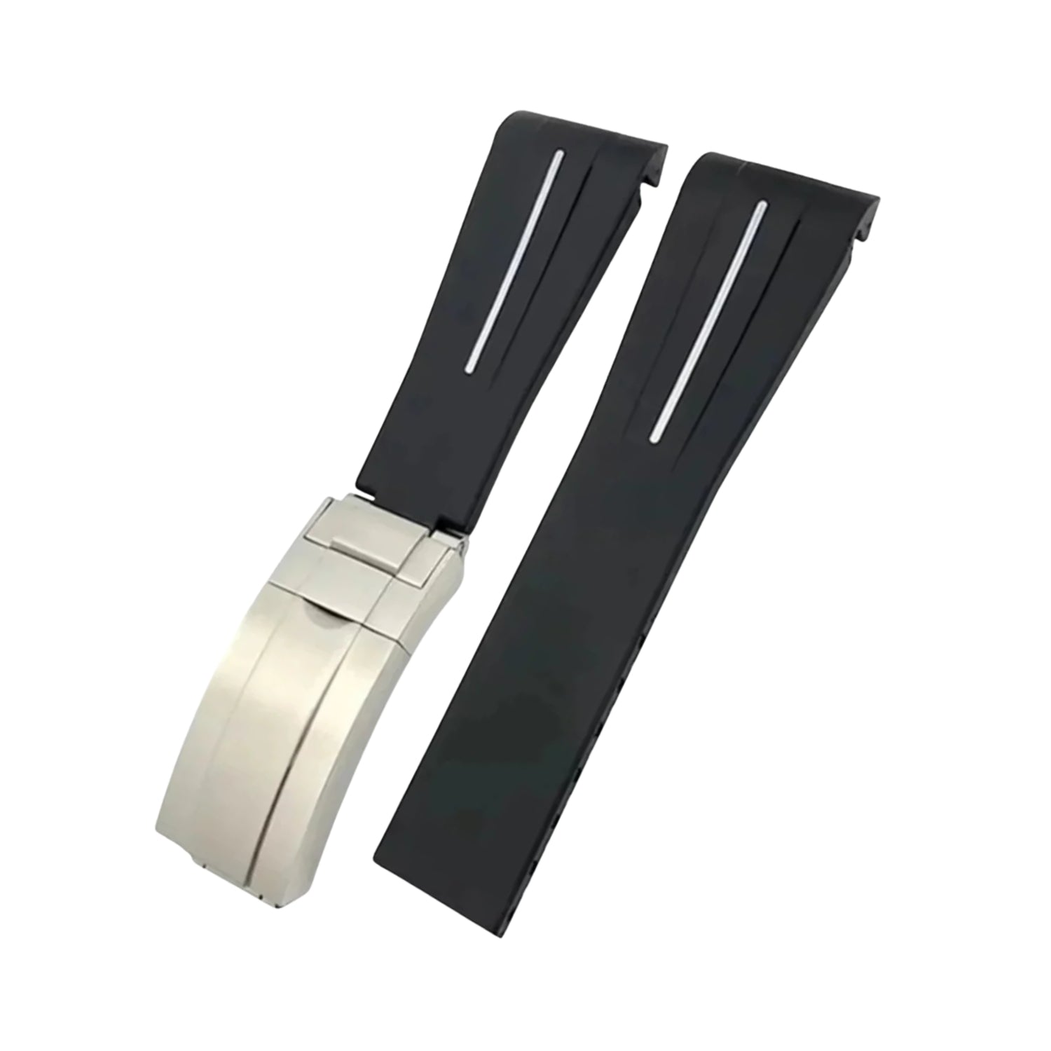 Deployant Rubber Strap - For Rolex Air - King 126900/116900 - Black/White | LuxLine® - Helvetus