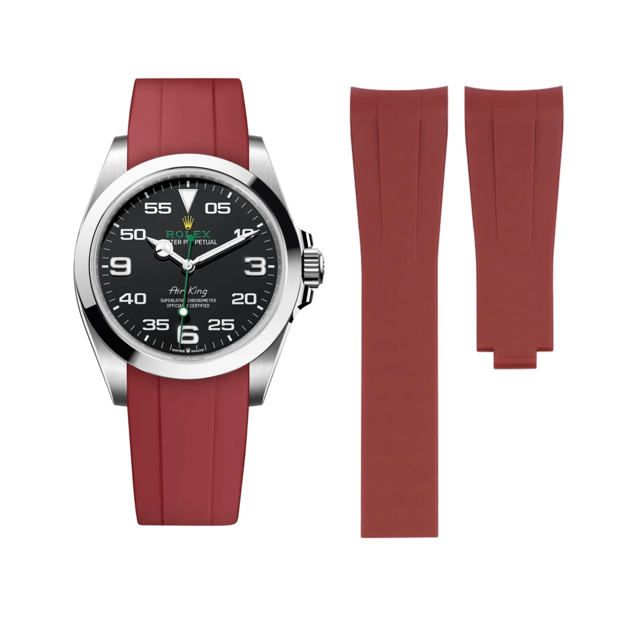 Deployant Rubber Strap - For Rolex Air - King - Bordeaux - Helvetus