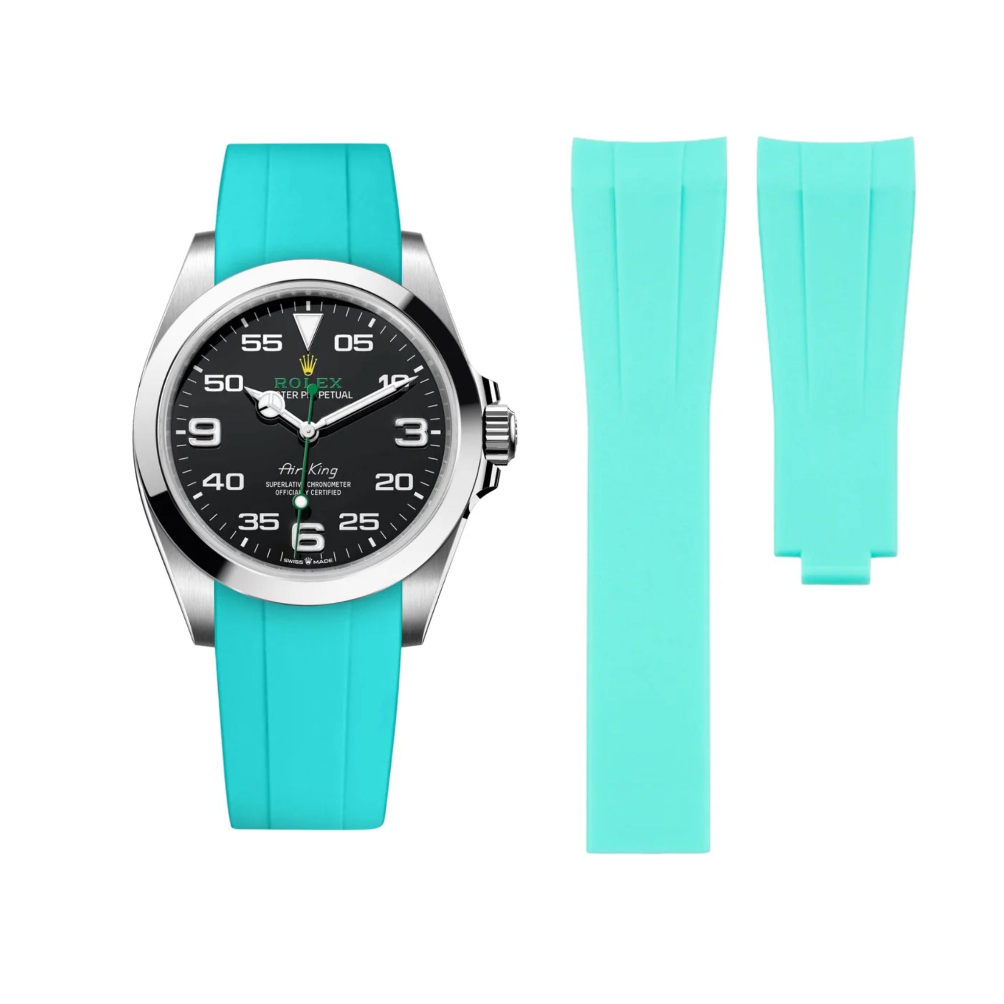 Deployant Rubber Strap - For Rolex Air - King - Turquoise - Helvetus