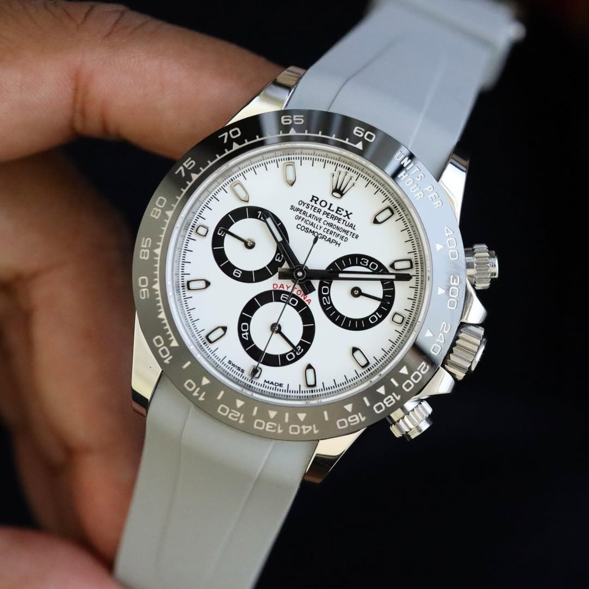 Deployant Rubber Strap - For Rolex Daytona - Grey - Helvetus