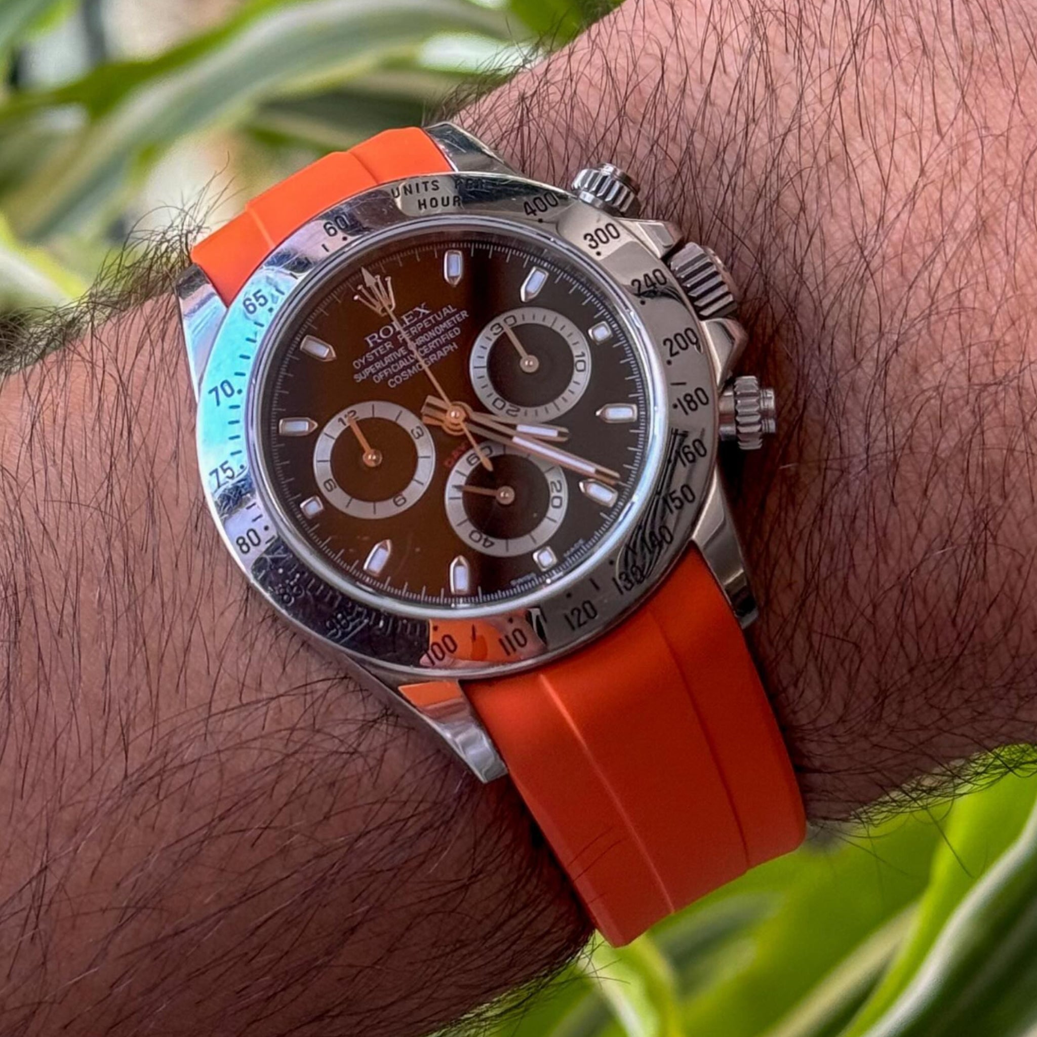 Deployant Rubber Strap - For Rolex Daytona - Orange - Helvetus