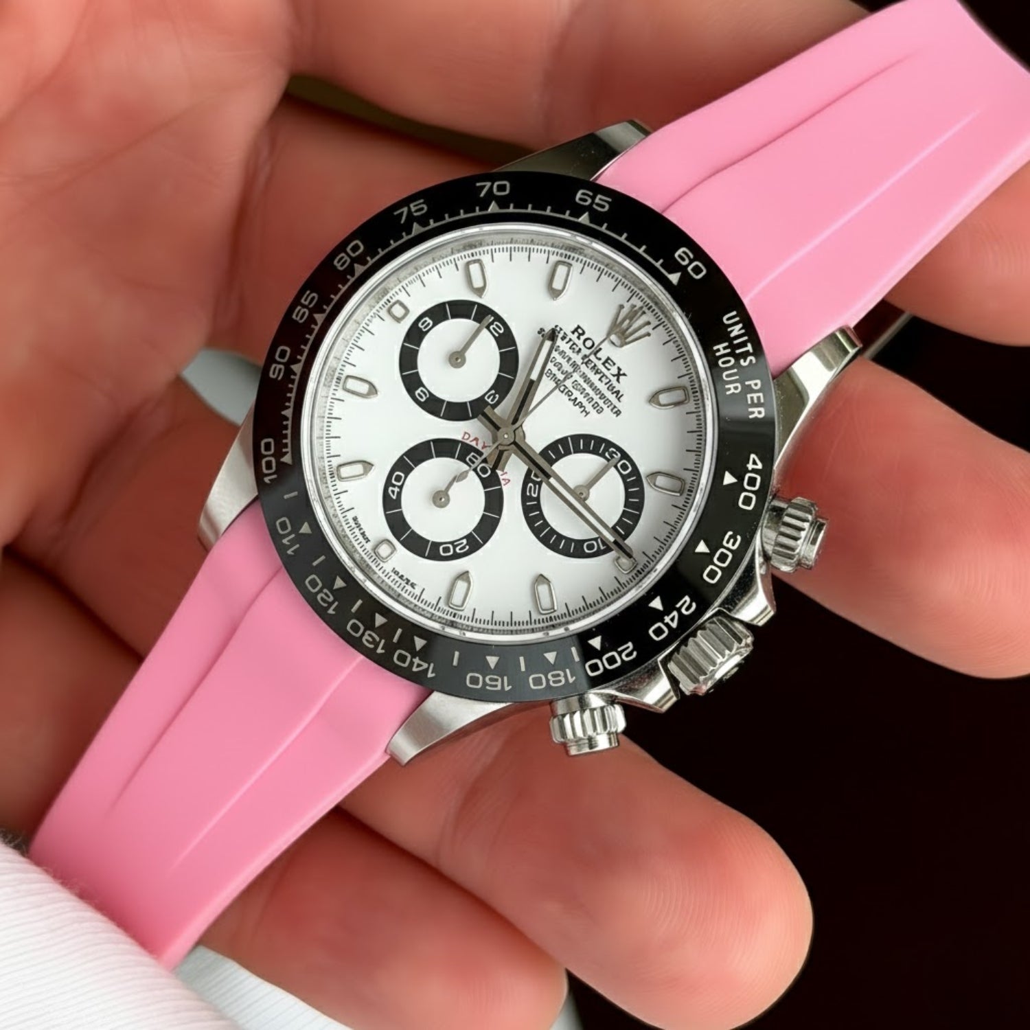 Deployant Rubber Strap - For Rolex Daytona - Pink - Helvetus