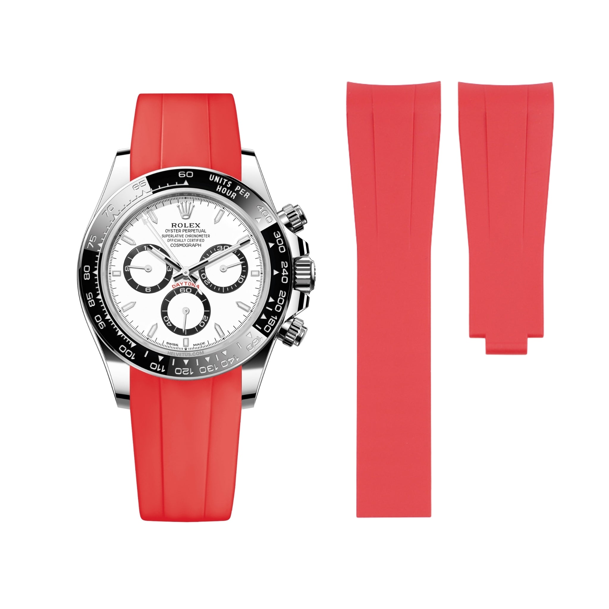 Deployant Rubber Strap - For Rolex Daytona - Red - Helvetus