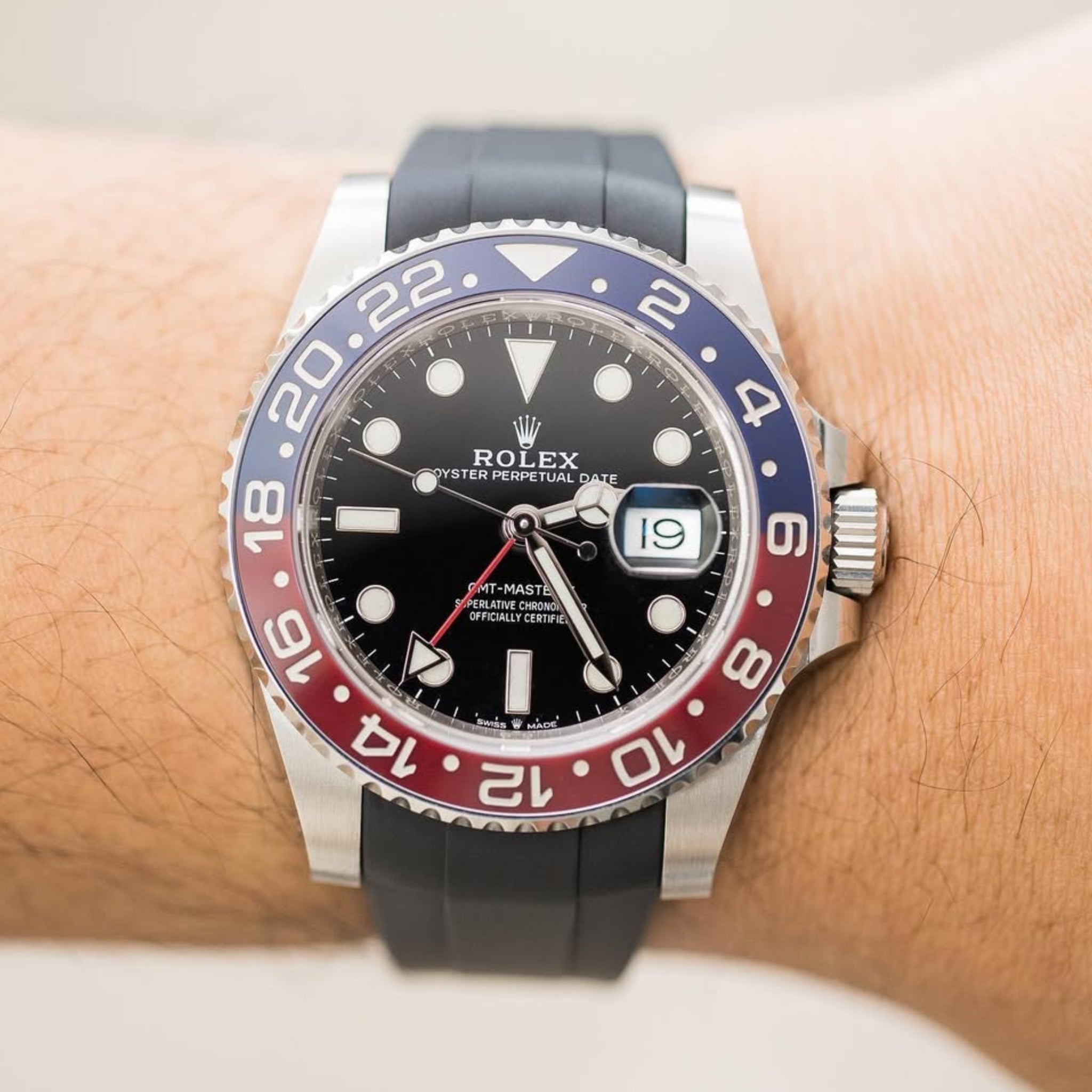 Deployant Rubber Strap - For Rolex GMT - Master II - Black - Helvetus