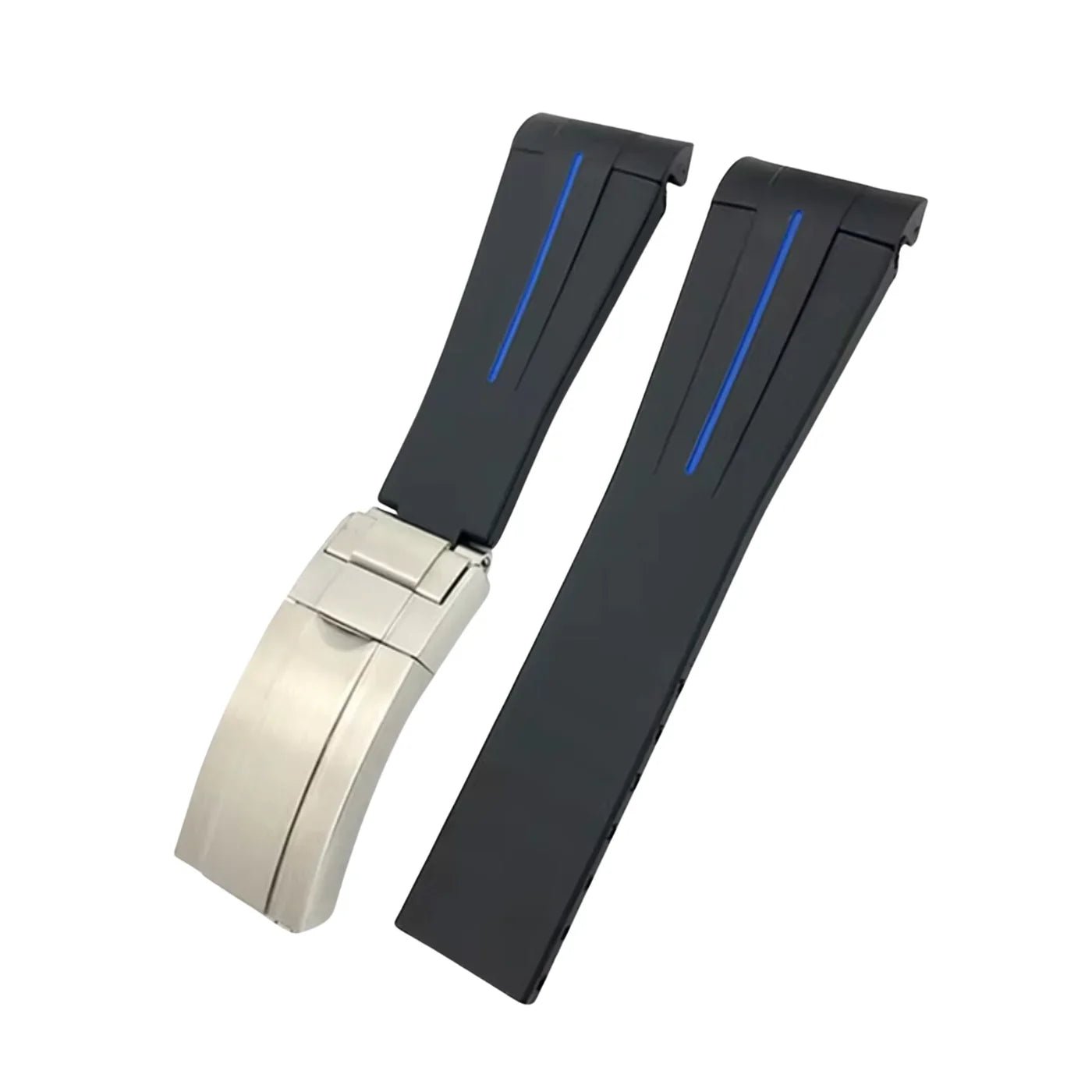 Deployant Rubber Strap - For Rolex GMT - Master II - Black w/Blue Line | LuxLine® - Helvetus