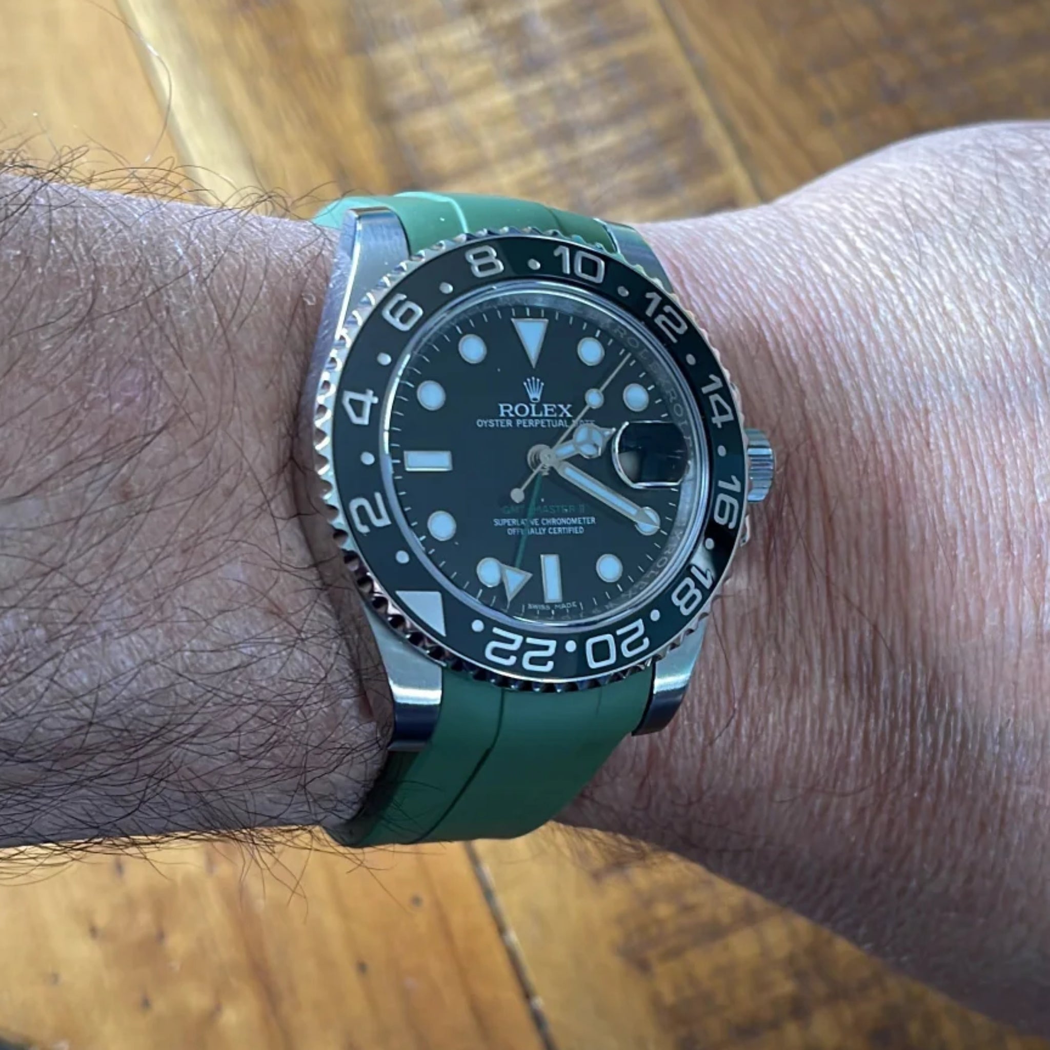 Deployant Rubber Strap - For Rolex GMT - Master II - Green - Helvetus