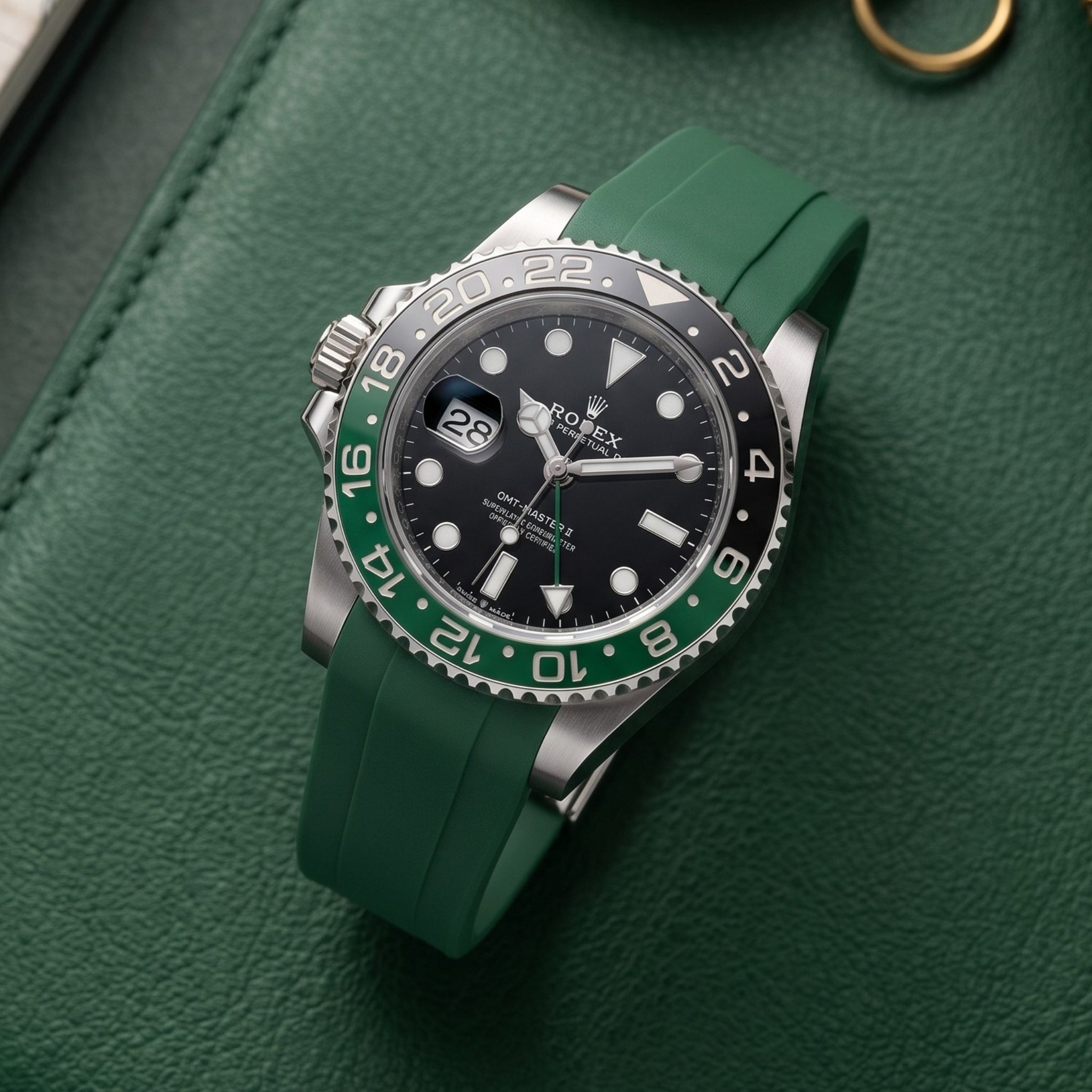 Deployant Rubber Strap - For Rolex GMT-Master II - Green - Helvetus
