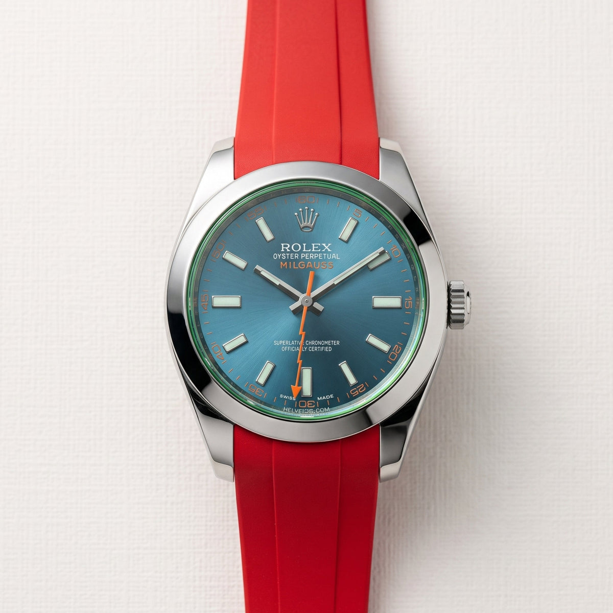 Deployant Rubber Strap - For Rolex Milgauss - Red - Helvetus