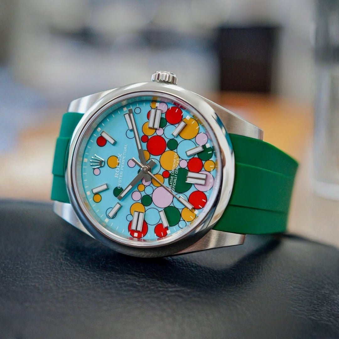 Deployant Rubber Strap - For Rolex Oyster Perpetual 36mm - Green - Helvetus