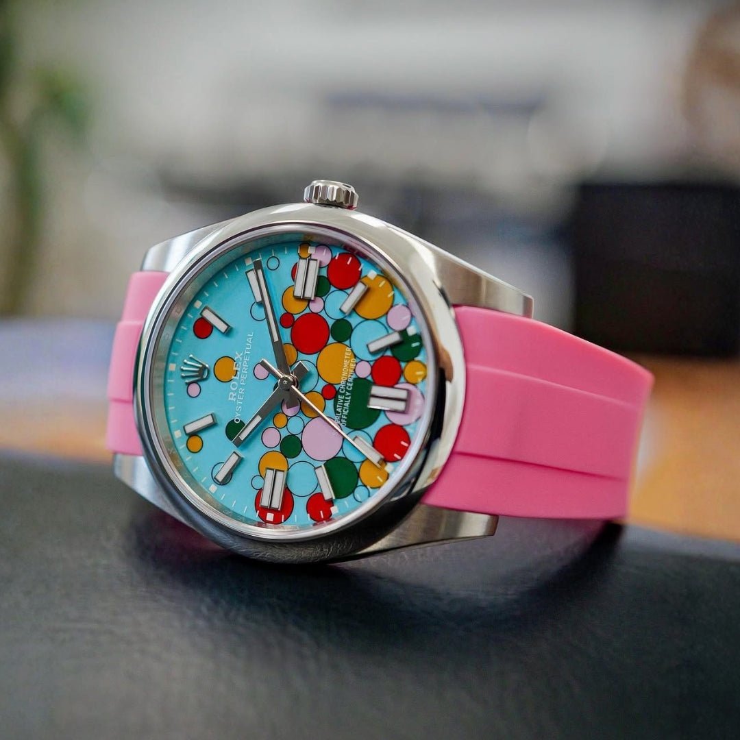 Deployant Rubber Strap - For Rolex Oyster Perpetual 36mm - Pink - Helvetus