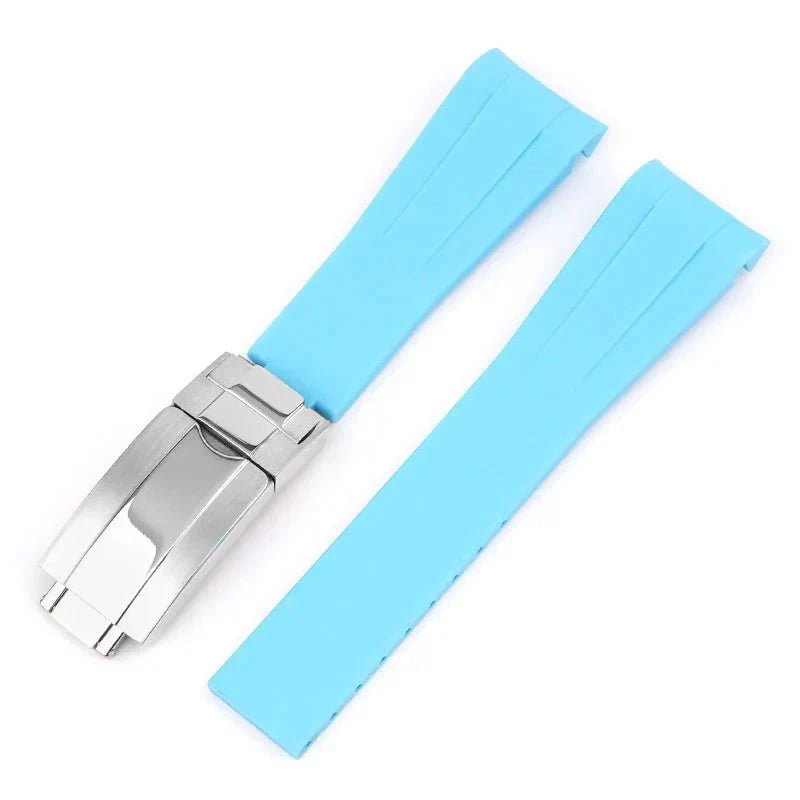 Deployant Rubber Strap - For Rolex Oyster Perpetual 39mm - Light Blue - Helvetus