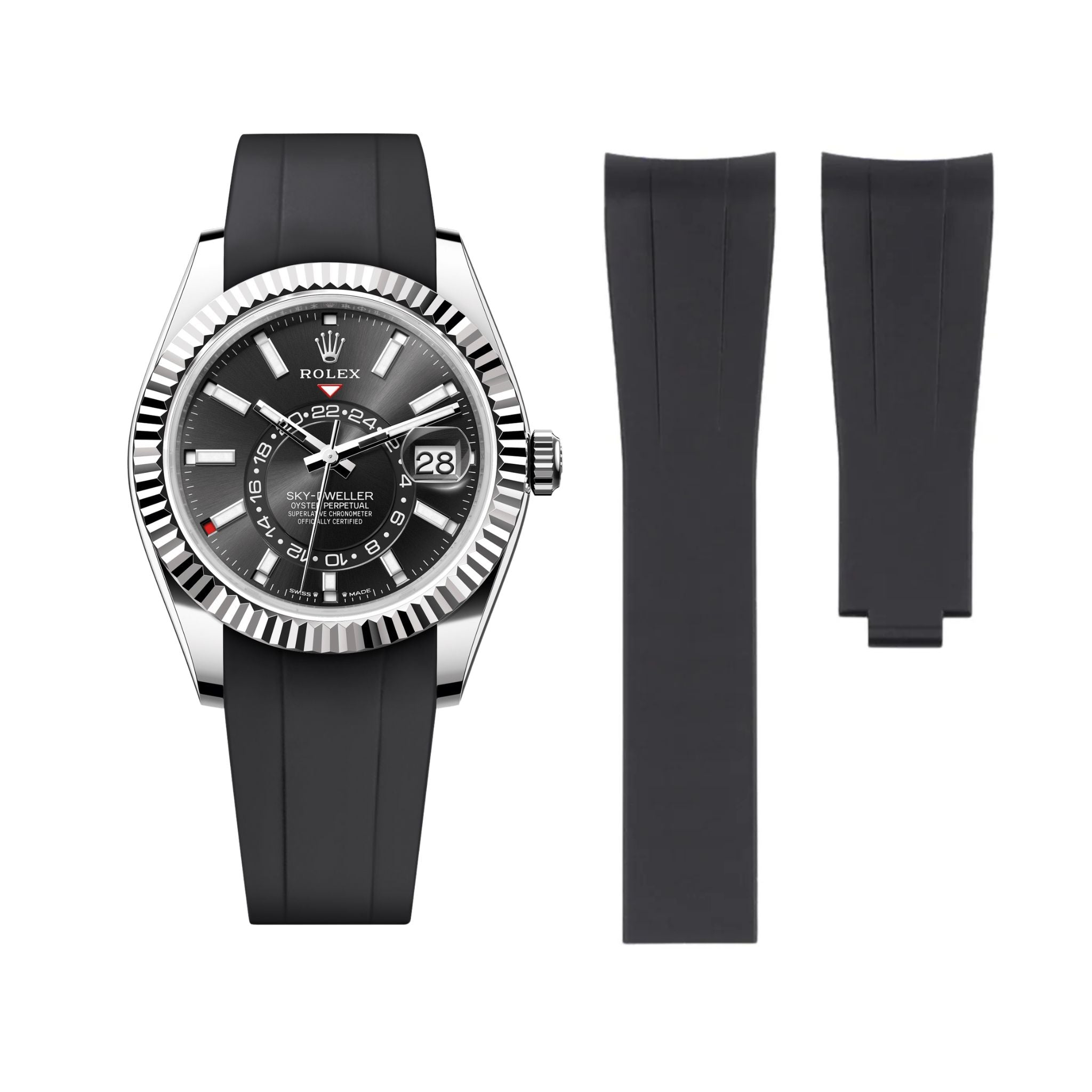 Deployant Rubber Strap - For Rolex Sky - Dweller - Black - Helvetus