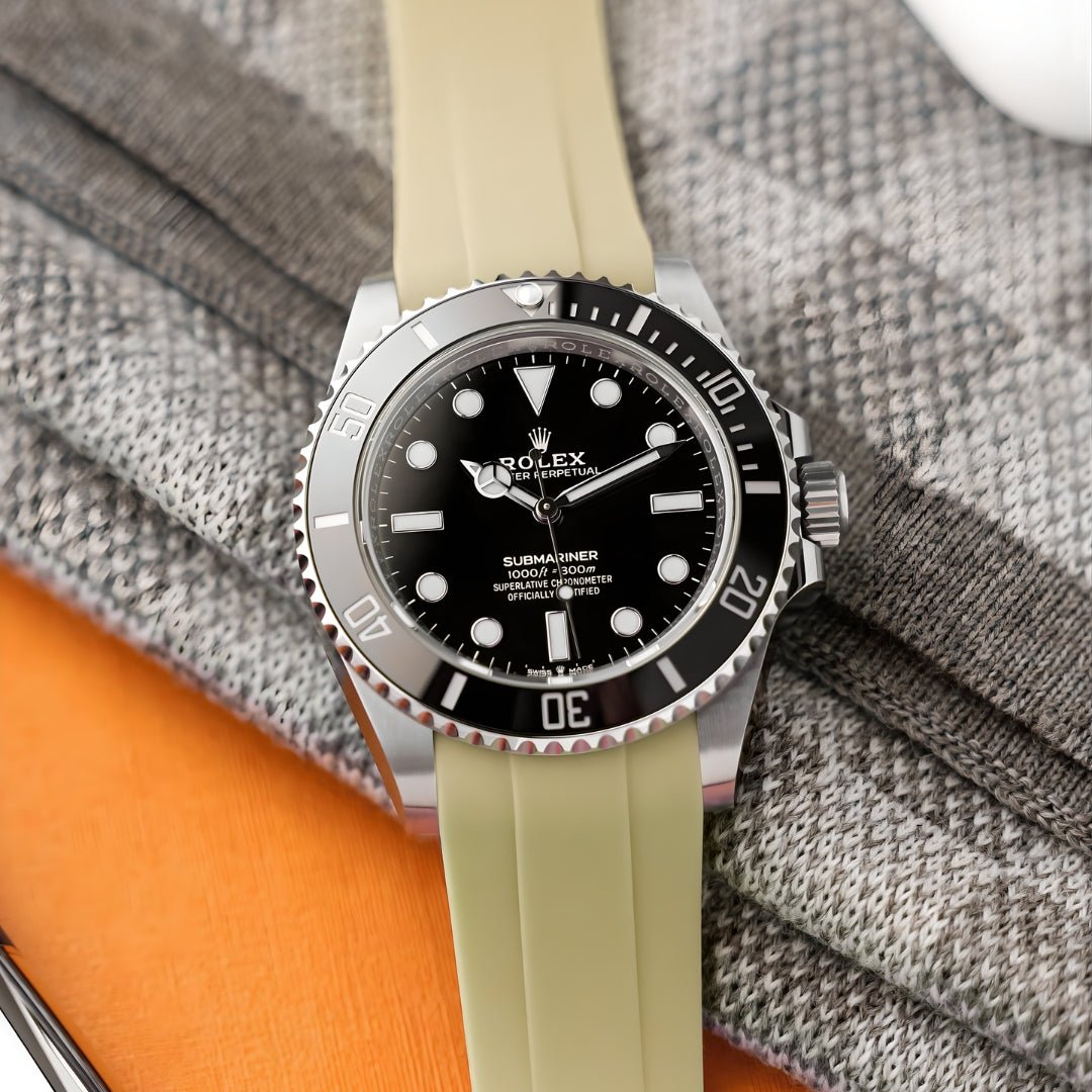 Deployant Rubber Strap - For Rolex Submariner - Beige - Helvetus