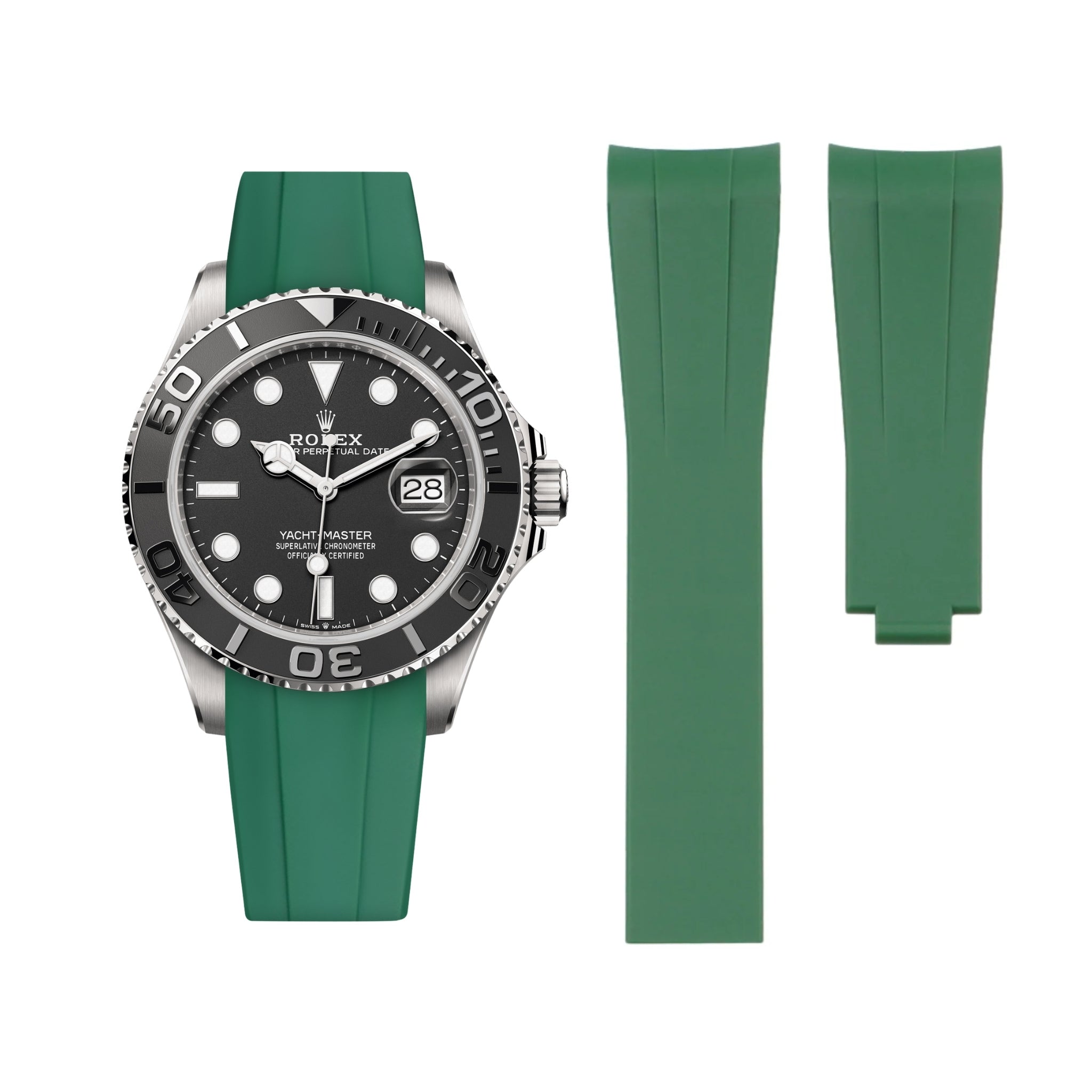 Deployant Rubber Strap - For Rolex Yacht - Master - Green - Helvetus