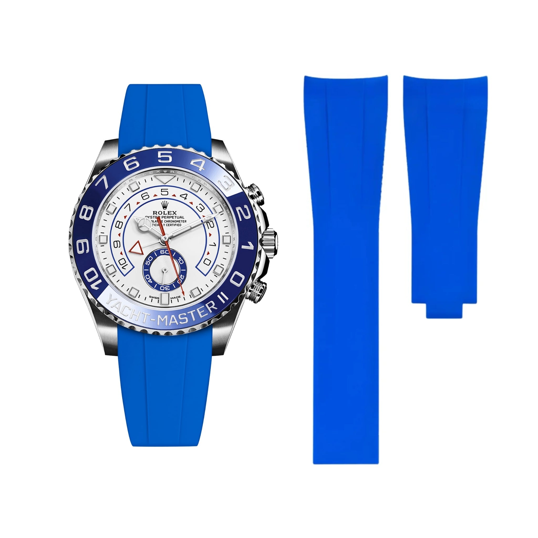 Deployant Rubber Strap - For Rolex Yacht - Master II - Blue - Helvetus