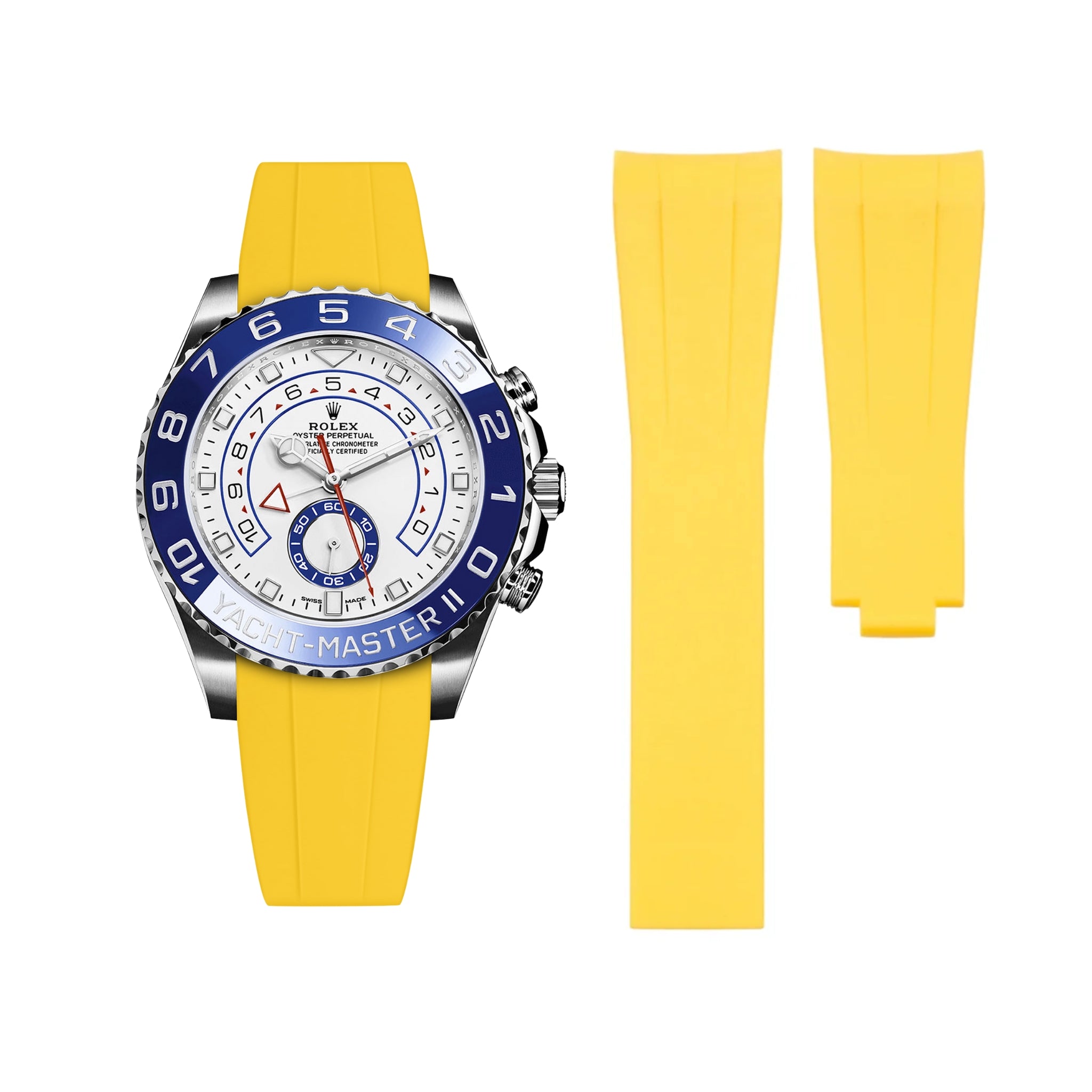 Deployant Rubber Strap - For Rolex Yacht - Master II - Yellow - Helvetus