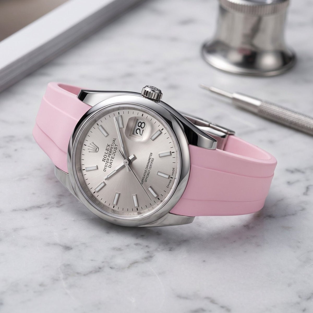 Deployant Strap - For Rolex Datejust 36 - Pink - Helvetus