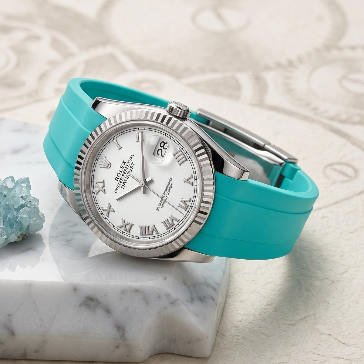 Deployant Strap - For Rolex Datejust 36 - Turquoise - Helvetus