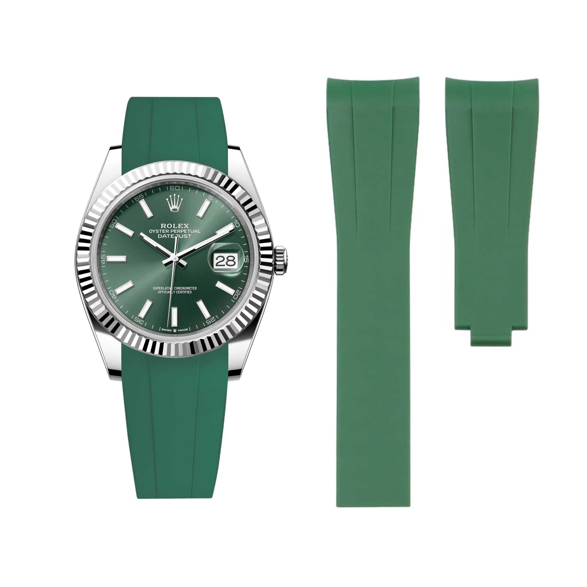 Deployant Strap - For Rolex Datejust 41mm - Green - Helvetus