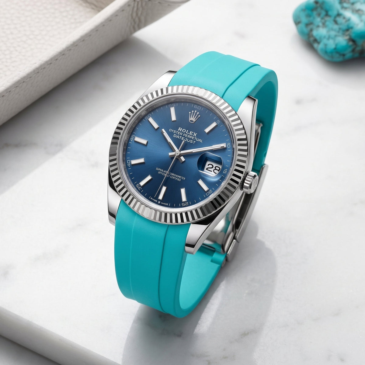 Deployant Strap - For Rolex Datejust 41mm - Turquoise - Helvetus
