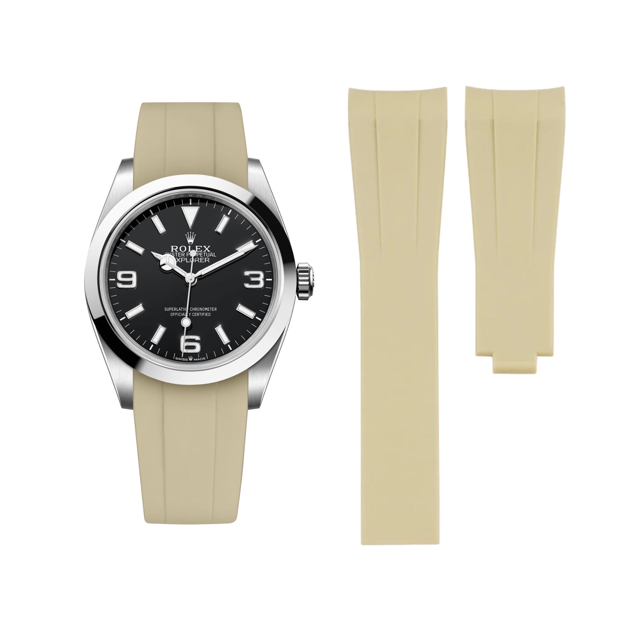 Deployant Strap - For Rolex Explorer I - Beige - Helvetus