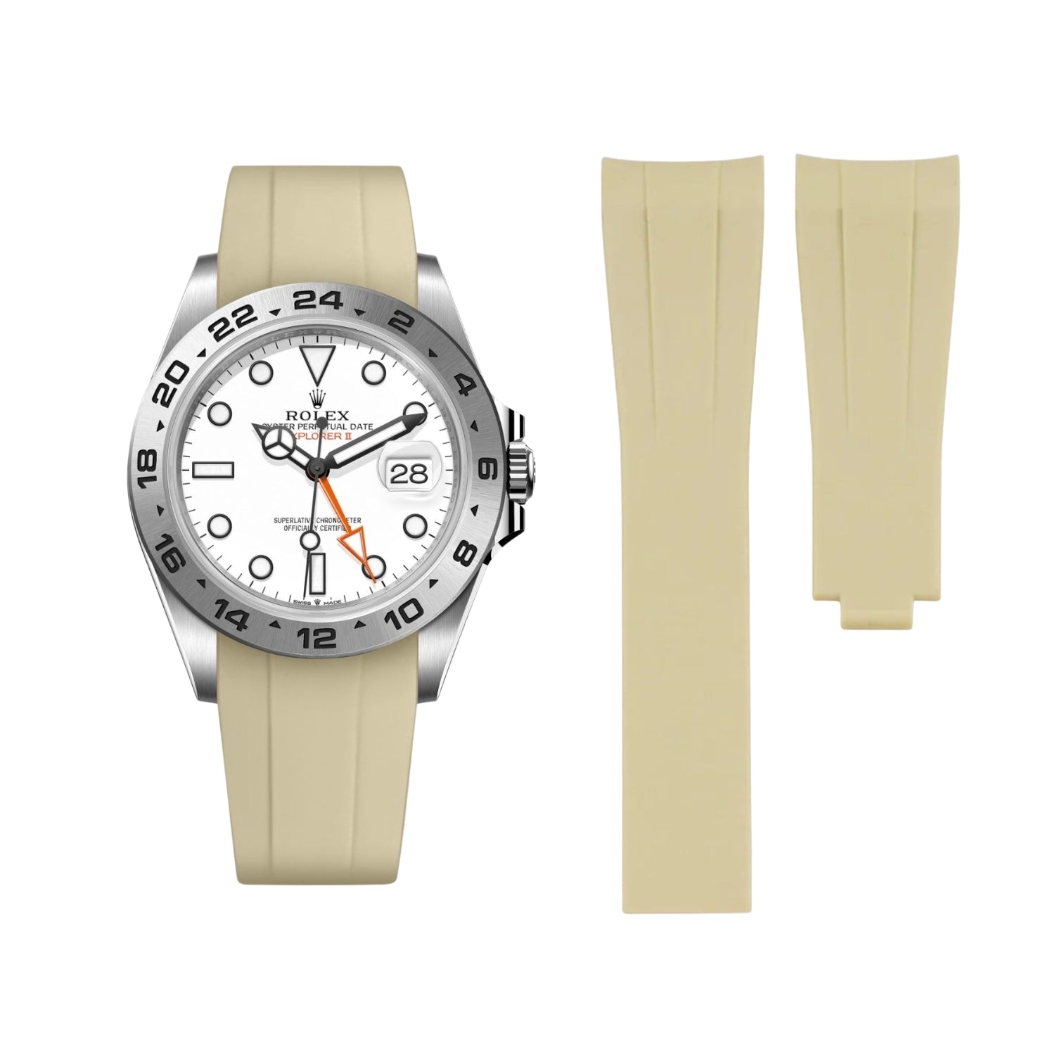 Deployant Strap - For Rolex Explorer II - Beige - Helvetus