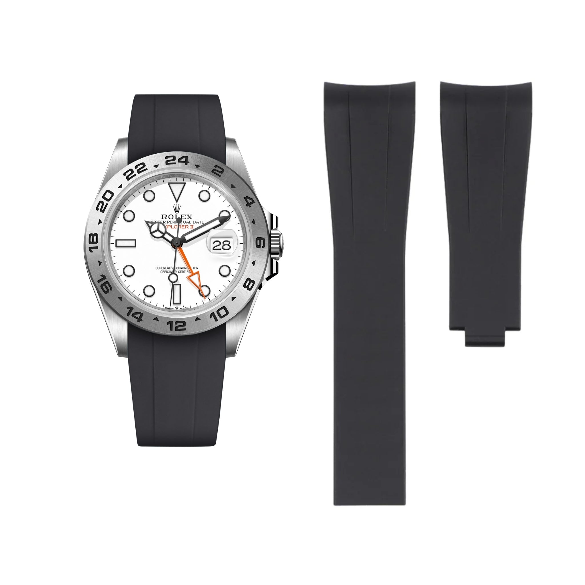 Deployant Strap - For Rolex Explorer II - Black - Helvetus