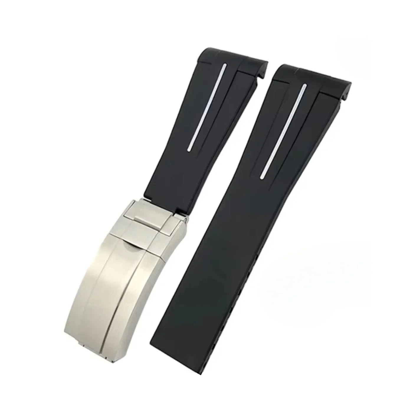 Deployant Strap - For Rolex Explorer II - Black w/White Line | LuxLine® - Helvetus