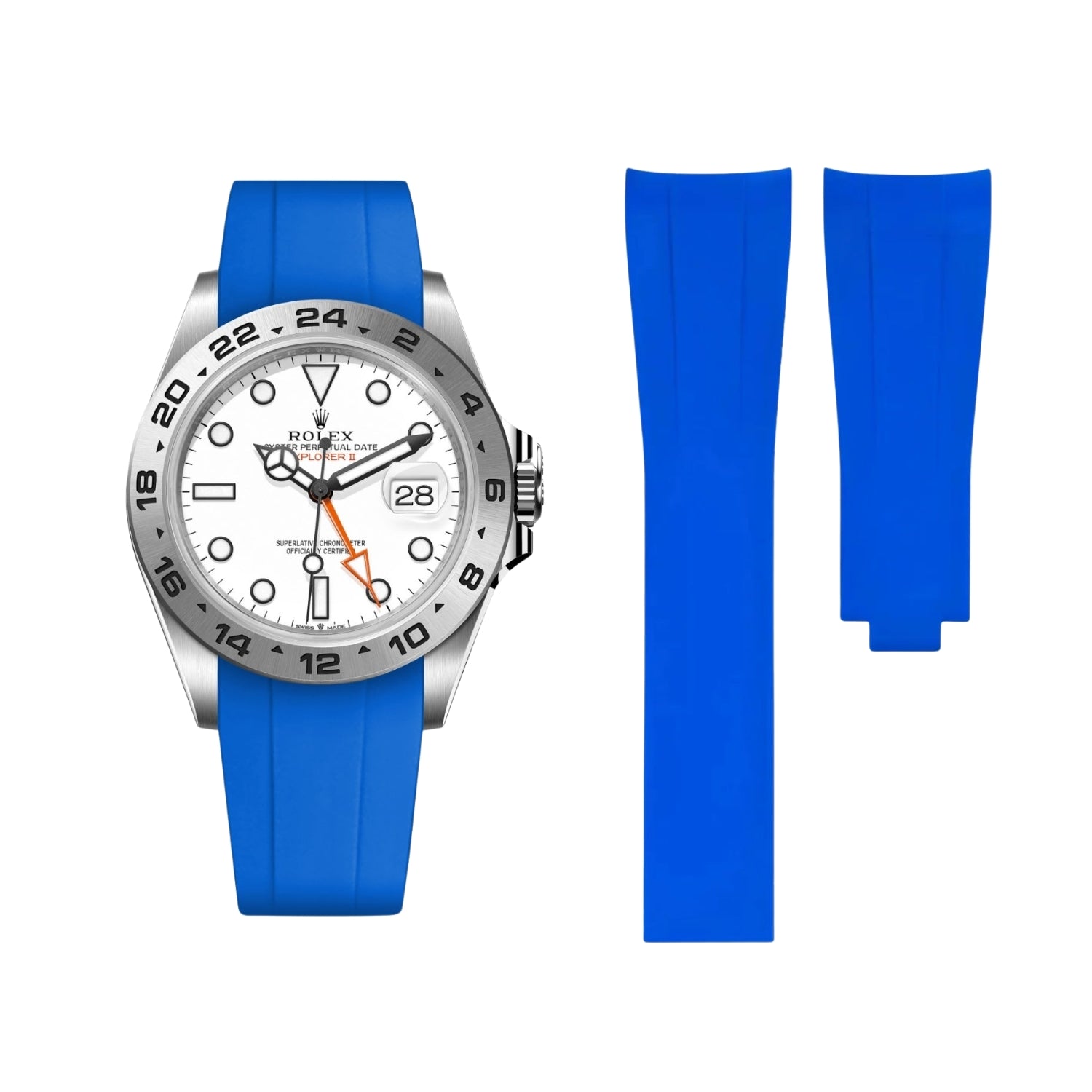 Deployant Strap - For Rolex Explorer II - Blue - Helvetus
